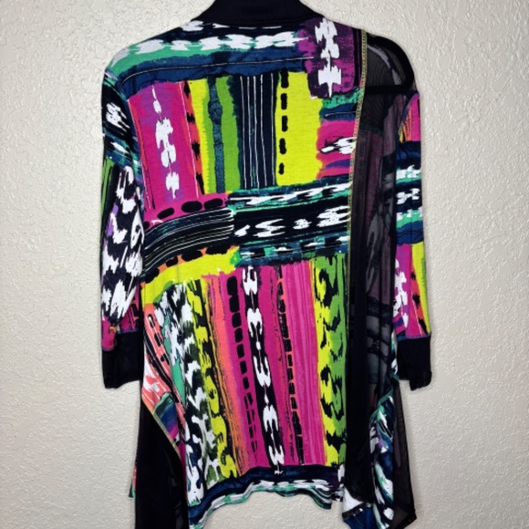 Lynn Ritchie Silver Multi-Color Contemporary Abstract Tunic Top Women's Size L - Picture 4 of 14
